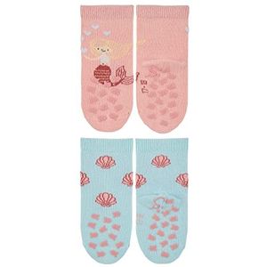 Sterntaler ABS kruipsokendoppelpack zeemeerminnenstaart babysokken voor meisjes, zachtroze