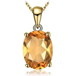 JewelryPalace Prachtige natuurlijke hanger, amethist, peridot, granaat, citrien, topaas, ovale vorm, druppel, een ketting voor dames, zilver 925 / roségoud verguld/geelgoud, sieradenset, cadeau, 45