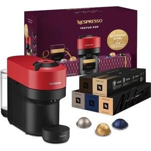 Nespresso Vertuo Pop + 50 capsules, compact koffiezetapparaat van Krups, Spicy Red, 560 ml