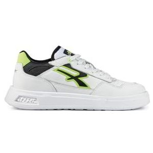 U-Power Urban Lifestyle Harlow, sportschoenen, wit, zwart en neongeel, van zacht leer, lage sneakers met antislipzool met Infinergy-inzetstuk, ideaal voor een, Wit Zwart Fluo Groen