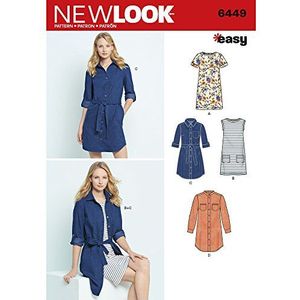 New Look 6449A naaipatroon voor dames, gemakkelijk gebreide jurk, wit, 22 x 15 x 1 cm