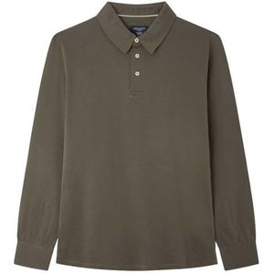 Hackett London Fashioned Clr Ls Poloshirt voor heren, Bruin/Legergroen