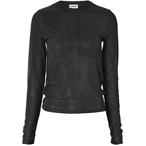 NOISY MAY Nmjudith L/S Mesh Top Bg Noos T-shirt met lange mouwen voor dames, zwart.