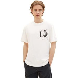 TOM TAILOR Denim T-shirt pour homme, 12906 - Laine de couleur blanche, XXL