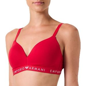 Emporio Armani Iconic Logoband Padded Triangle Bra Femme, Rouge laque, XL