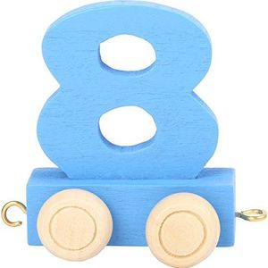 small foot design - Trein van gekleurd hout, met 4 wielen, genummerd, 8 inch (20,3 cm) voor het ophangen van cijfers, voor leeftijd, telefoonnummer en vele andere keuzen, 10570