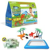 Gelli Worlds Dino Pack van Zimpli Kids - 5 toepassingen - 8 dinosaurusfiguren - opblaasbaar dienblad - fantasierijk prehistorisch dinosaurusspel - educatieve wetenschappelijke set voor jongens en
