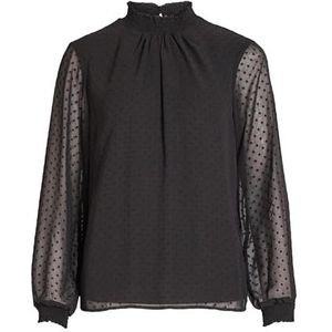 VILA Vidobby L/S High Neck Top/Ka Effen kleur - Andere materialen - Lange mouwen - Normaal Dames (1 stuk), zwart.