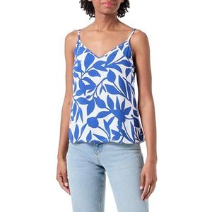 VERO MODA Vmeasy Joy WVN Ga Débardeur à col en V pour femme, Blanc neige/Aop : alisa Mazarine Blue, XL