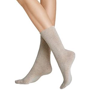 Hudson Relax katoenen sokken voor dames, zonder elastiek, sokken met versterkte zool (leersoort, vele kleuren), aantal: 1 paar, Beige (chinemel. 0713)