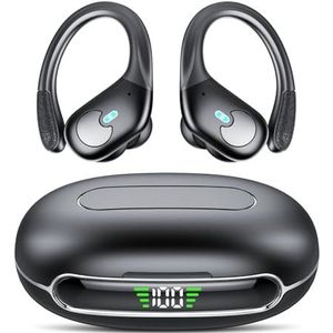 IKT Draadloze Bluetooth 5.3 in-ear hoofdtelefoon met 4 microfoons, 60 uur ENC ruisonderdrukkingshoofdtelefoon. Diepe bassen. IPX7 waterdichte draadloze Bluetooth-hoofdtelefoon