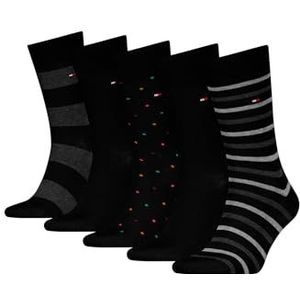 8719965009202 TH Men Socks 5 paar gestreepte sokken met stippen, zwart, 39-42 EU, zwart.