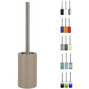 Spirella Toiletborstel, toiletborstelhouder, bezempot, ""buis"", toiletset om neer te zetten, van keramiek en roestvrij staal, taupe/beige