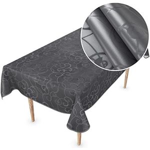 Hoogwaardig tafelzeil - afwasbaar - 110 x 150 cm - damast - antraciet - elegant en gemakkelijk