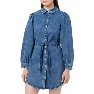 ONLY Onlrocco Ls Dnm stretchjurk met riem damesjurk, Blauw