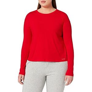 Calvin Klein Damespyjama-bovendeel met gebogen hals, rustiek rood