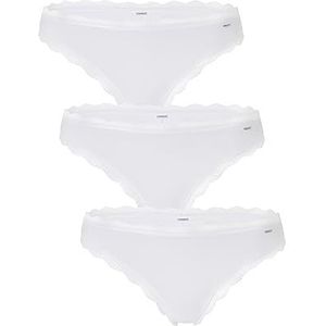 Lovable Zacht katoen Braziliaanse fantasie dames bikini stijl ondergoed (3 stuks), Wit.