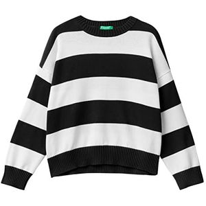 United Colors of Benetton Mesh G/C M/L 1494E105J damessweater (1 stuk), Zwart patroon met strepen 906