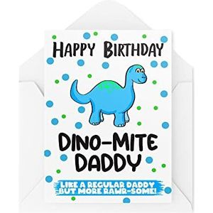 Grappige wenskaarten | Happy Birthday Dino-Mite Daddy | Verjaardag dinosaurus Papa Van Kinderen Old Grappige Joke | CBH1217