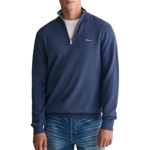 GANT Katoen Pique Halfzip Herentrui HalfZip Katoen Piqué, Dusty Blue Sea