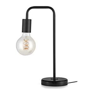 LIFA LIVING Tafellamp zwart metaal marmer - retro tafellamp in industrieel design - E27 nachtkastje - vintage bureaulamp met 1,2 m kabel