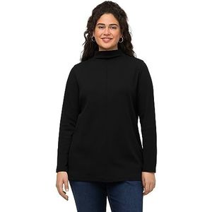 Ulla Popken T-shirt à col roulé côtelé pour femme, Noir, 56-58/grande taille