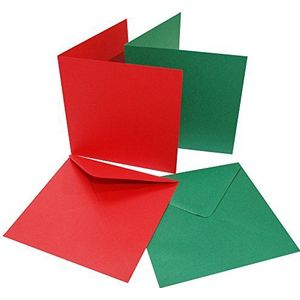 Craft UK Kerstkaarten met enveloppen, 15,2 x 15,2 cm, rood/groen, 40 stuks