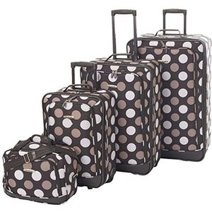 Rockland Set van 4 Dot-bagage, Zwarte stip., Escape Set van 4 zachte verticale koffers