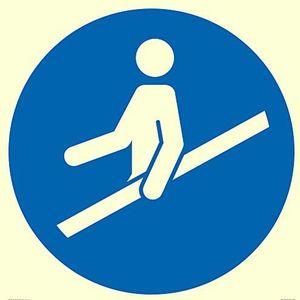 Panneau obligatoire : utilisation de la main courante – 600 x 600 mm – S60