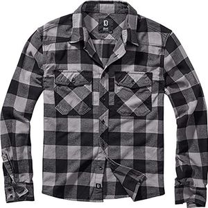 Brandit flanel geruit overhemd met lange mouwen, maat S-5XL zwart/marengo-grijs, 3XL