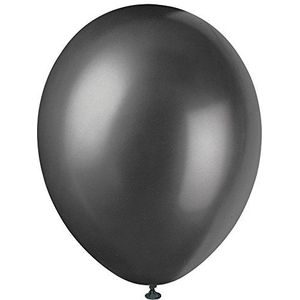 Unique Party 56885 ballonnen, parelmoer, latex, 30 cm, zwart, 50 stuks