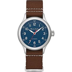 Bulova Heren analoog automatisch horloge met stoffen armband 96A282, meerkleurig, modern, Meerkleurig, Modern