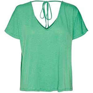 Vero Moda Vmmarijune SS Deep-T-shirt à Manches Courtes Col V Femme, Vert vif, XS