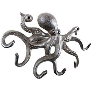 Hampton Nautical octopus haak gietijzer 28cm decoratieve haak wandhaak metalen haak zee leven