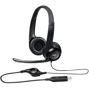 Logitech H390 hoofdtelefoon, bekabeld, USB, digitale stereo hoofdtelefoon met noise-cancelling-microfoon, geïntegreerde besturingen, compatibel met PC/Mac/draagbaar, zwart