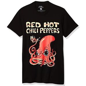 Red Hot Chili Peppers Officieel Fire Squid T-shirt voor heren, zwart, S, zwart.