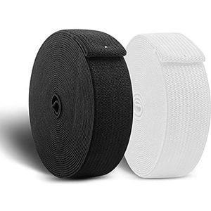 CZ Store® - Elastisch naaiwerk 10 meter (11 yards)|Breedte 25 mm|✮✮✮✮ Elastische band voor kleding/broek/pruik- Zwart en wit elastiek|Set van 2|