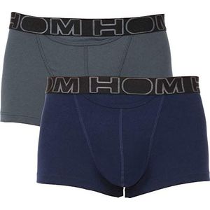 HOM - Heren boxershorts - 2-pack HO1 - retro shorts navy/grijs, S, Navy/Grijs
