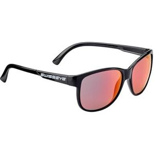 SWISSEYE Cleanocean 1 paire de lunettes de soleil (protection 100% UVA, UVB et UVC, monture en polyamide recyclé, vitre en polycarbonate sans éclats, avec pochette en microfibre), noir brillant