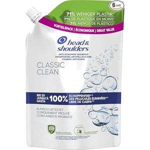Head & Shoulders Shampooing Antipelliculaire Classic, Recharge 6 x 550 ml, Jusqu’à 100% des Pellicules Éliminées, Cliniquement Prouvé, Testé Sous Contrôle dermatologique