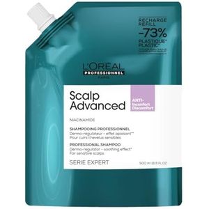 L'Oréal Professionnel, Verzachtende en Dermo-Regulerende Shampoo, Voor een Gevoelige Hoofdhuid, Reinigt en Verzacht de Hoofdhuid, Met Niacinamide, Scalp Advanced, 500 ml