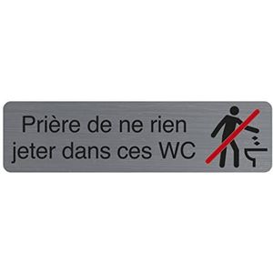 Exacompta - 1 deurplaatje zelfklevend ""Gebedte nicht in deze WC"" - wandbord bedrukt - op elke ondergrond - geborsteld aluminium - Afmetingen: 16,5 x 4,4 cm