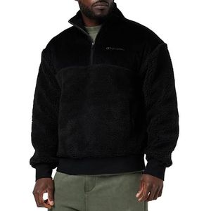 Champion Rochester 1919 Outdoor Polar – Lamb-Effect Half Zip Top Sweatshirt Heren, zwart.