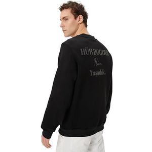 Koton Ataturk Signature sweatshirt met print op de rug, trainingspak voor heren, Zwart (999)