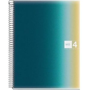 Miquelrius Notitieboek A4, horizontaal gelinieerd, 7 mm, 120 vellen van 70 g/m², 4 gekleurde strepen, microgeperforeerde spiraalbinding, polypropyleen omslag, 4 gaten, A4 Aurora Iceland Notebook