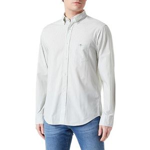 GANT Reg Poplin Stripe Shirt Klassiek Gestreept Herenoverhemd, Melkachtige matcha