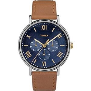 Timex Southview TW2R29100 Multifunctioneel horloge, 41 mm, tan/blauw, volledige maat, riem, Tan/Blauw, Riem
