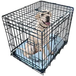 Ellie-Bo Deluxe Opvouwbare hondenkooi voor puppy's en honden, 2-deurs met schapenvacht bed, maat M, 76,2 cm, zwart
