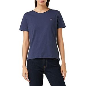 Tommy Jeans, Dames Tjw smal T-Shirt met ronde hals gemaakt van jersey, Navy Blauw
