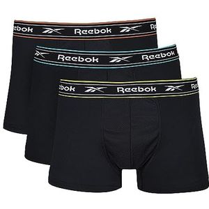 Reebok Reebok boxershorts voor heren, 3 stuks, zwart met nylon riem, boxershorts voor heren, zwart/groenblauw/oranje/geel